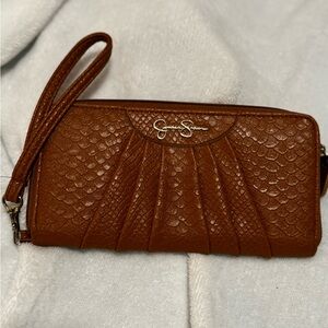 Jessica Simpson Textured Brown Wristlet Clutch